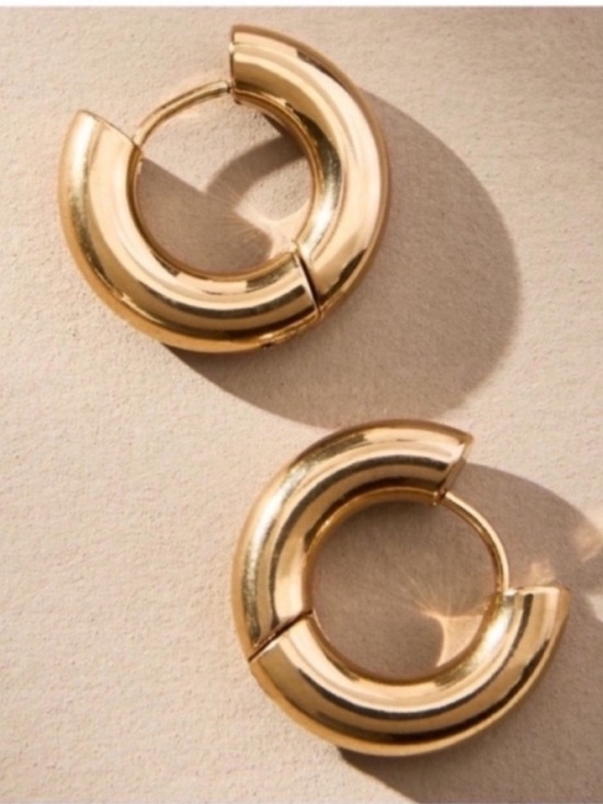 Anthropologie Jewelry - New! Gold Thick Puffy Huggie Earrings (1044) NWOT